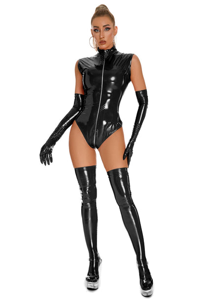 Katrina Wetlook-Bodysuit - Schwarz