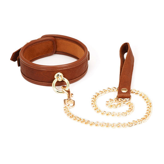 KissHuts® Braunes Lederhalsband & Leine für mehr Sinnlichkeit
